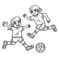 Girls Playing Soccer Isolated Coloring Page Royalty Free Stock Photo