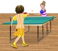 2 girls playing table tennis Royalty Free Stock Photo