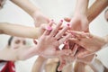 Girls playing volleyball indoor game Royalty Free Stock Photo