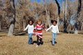 Girls playing on winter day