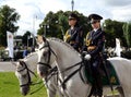 Girls - police cavalrymen take over the protection of public order on the streets of Moscow. Royalty Free Stock Photo