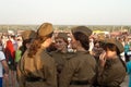 Girls policemen in soldiers uniform of the great P