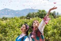 Girls posing during the Rose picking festival in Bulgaria