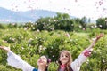 Girls posing during the Rose picking festival in Bulgaria
