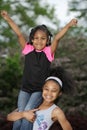 Girls Practice Cheerleading Stunts Royalty Free Stock Photo