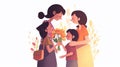 The girls present their mothers with flowers Royalty Free Stock Photo