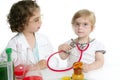 Girls pretending to be doctor in laboratory Royalty Free Stock Photo