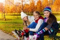 Girls putting on roller skates Royalty Free Stock Photo