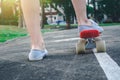 girls are ready to getting start to skateboard Royalty Free Stock Photo