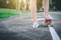 girls are ready to getting start to skateboard Royalty Free Stock Photo