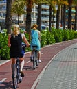 Girls riding a bike in Mallorca