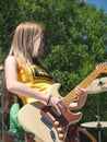 Girls rock band on stage Royalty Free Stock Photo