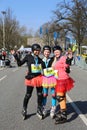 Girls with rollerblades posing at Hannover Marathon Royalty Free Stock Photo