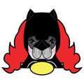 Girls room Kids style Cute French bulldog Female Dog Superhero Comic book character vector in color bat woman style