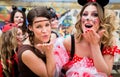 Girls on Rose Monday celebrating German Fasching Carnival Royalty Free Stock Photo