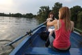 Girls rowing a boat