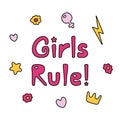 Girls rule quote Royalty Free Stock Photo