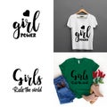 Girls rule the world t shirt typography design.