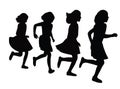 Girls running body silhouette vector