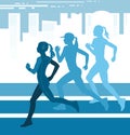 The girls are running. Vector. Girls go in for sports. Run. Health promotion and nurturing will. Beautiful sports figure.