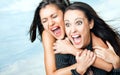 Girls screaming excitement Royalty Free Stock Photo