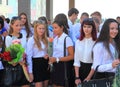 Girls senior pupils on a solemn ruler on September 1