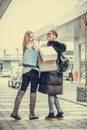 Girls with shopping bags Royalty Free Stock Photo