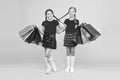 Girls with shopping bags. Rediscover great shopping tradition. Shopping and purchase. Black friday. Sale discount. Gifts