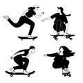 Girls skateboarding silhouettes
