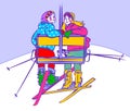 Girls on ski lift