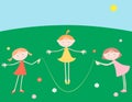 Girls with a skipping rope Royalty Free Stock Photo