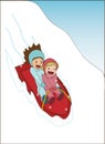 Girls sledding and laughing Royalty Free Stock Photo