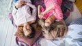 Girls sleepover female best friends floor chatting Royalty Free Stock Photo