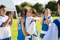 Girls soccer players celebrating victory Royalty Free Stock Photo