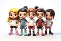 girls soccer team on white background. 3d render. ia generated