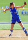 Girls softball - throwing from the infield Royalty Free Stock Photo