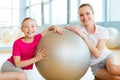 Girls in sports club. Royalty Free Stock Photo