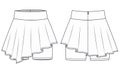 Girls Sports Shorts and Skirt fashion flat sketch template. Women Active wear Shorts and Skirt technical fashion illustration.