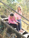 Girls on stairs Royalty Free Stock Photo