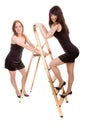 Girls with stepladder