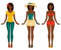 Girls in summer clothes. Vector illustration. Royalty Free Stock Photo