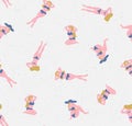 Girls sunbathing on the beach. Vacation background. Vector seamless pattern. Royalty Free Stock Photo