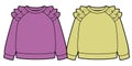 Girls sweat shirt with ruffles on sleeve