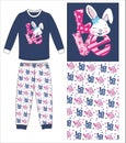 girls t shirt with leggings bunny print vector art Royalty Free Stock Photo