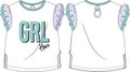Girls t shirt model hero print textile template