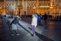 Girls are taking pictures near the Winter Palace