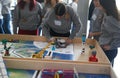 Girls team competing during the Lego Challenge robotics competition in Mallorca wide