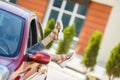 Girls - travelers relaxing in the car