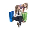 Girls With Two Shoping Bags. Royalty Free Stock Photo