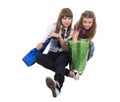 Girls With Two Shoping Bags. Royalty Free Stock Photo